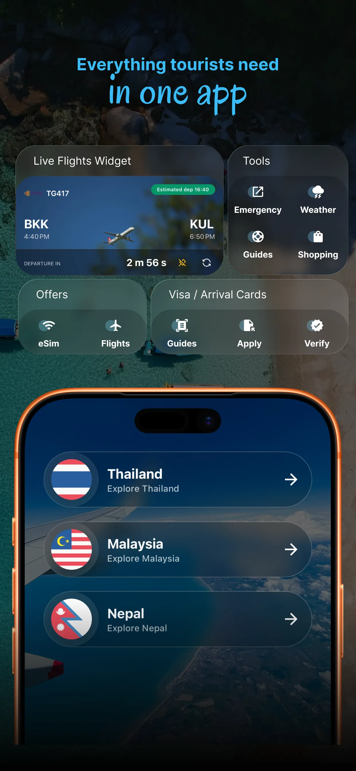 MestoGo home dashboard showing destination-specific travel tools